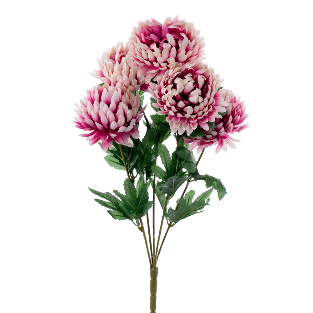 Vickerman 23" Artificial Mauve White Mum Bush x 5