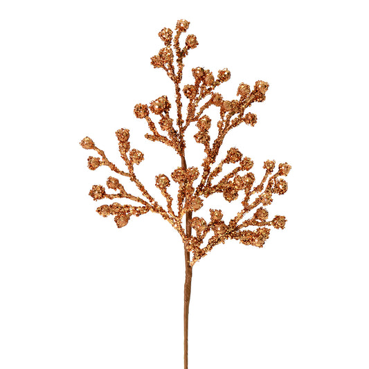 Vickerman 17" Rose Gold Glitter Berry Artificial Christmas Spray. Includes 6 sprays per pack.