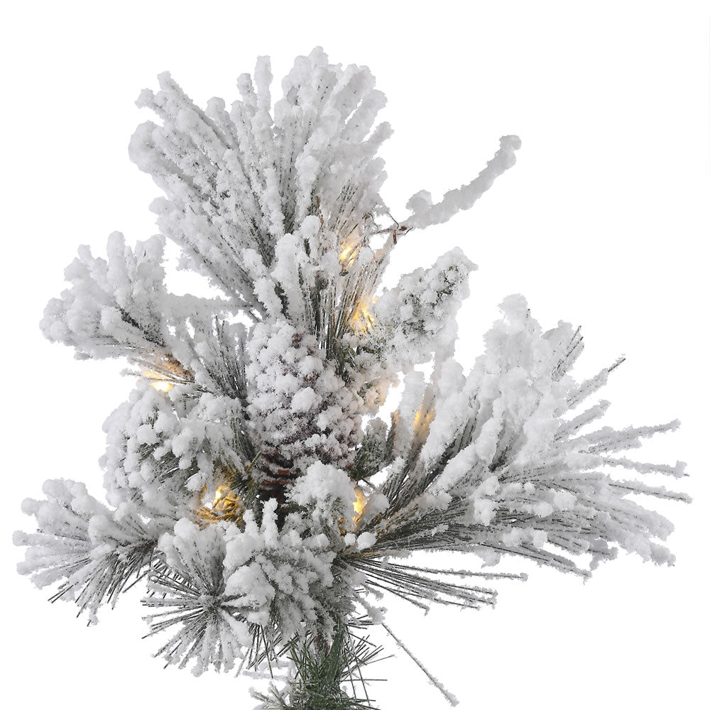 Vickerman 3.5' Flocked Alberta Artificial Christmas Tree Pure White LED Lights