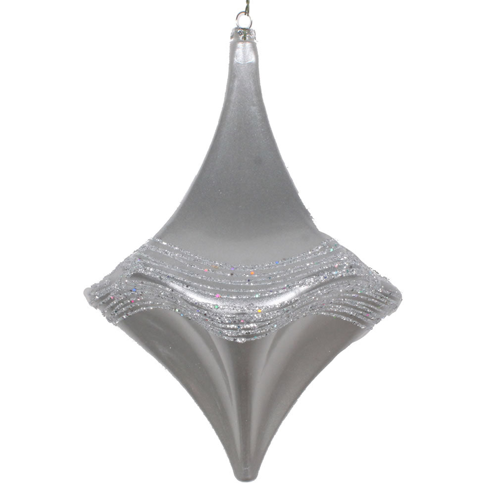 Vickerman 8" Silver Candy Glitter Drop Christmas Ornament