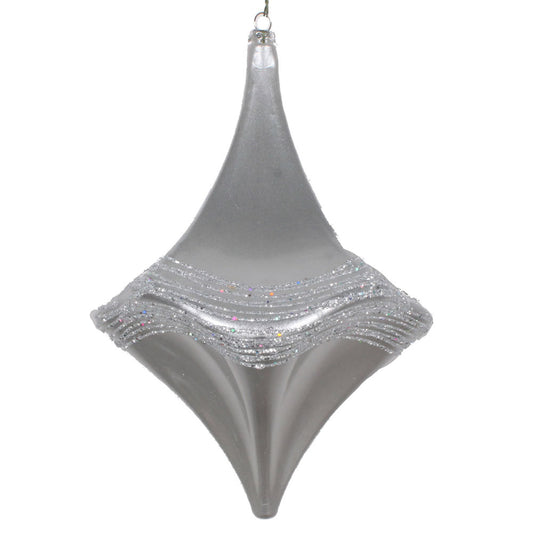 Vickerman 8" Silver Candy Glitter Drop Christmas Ornament