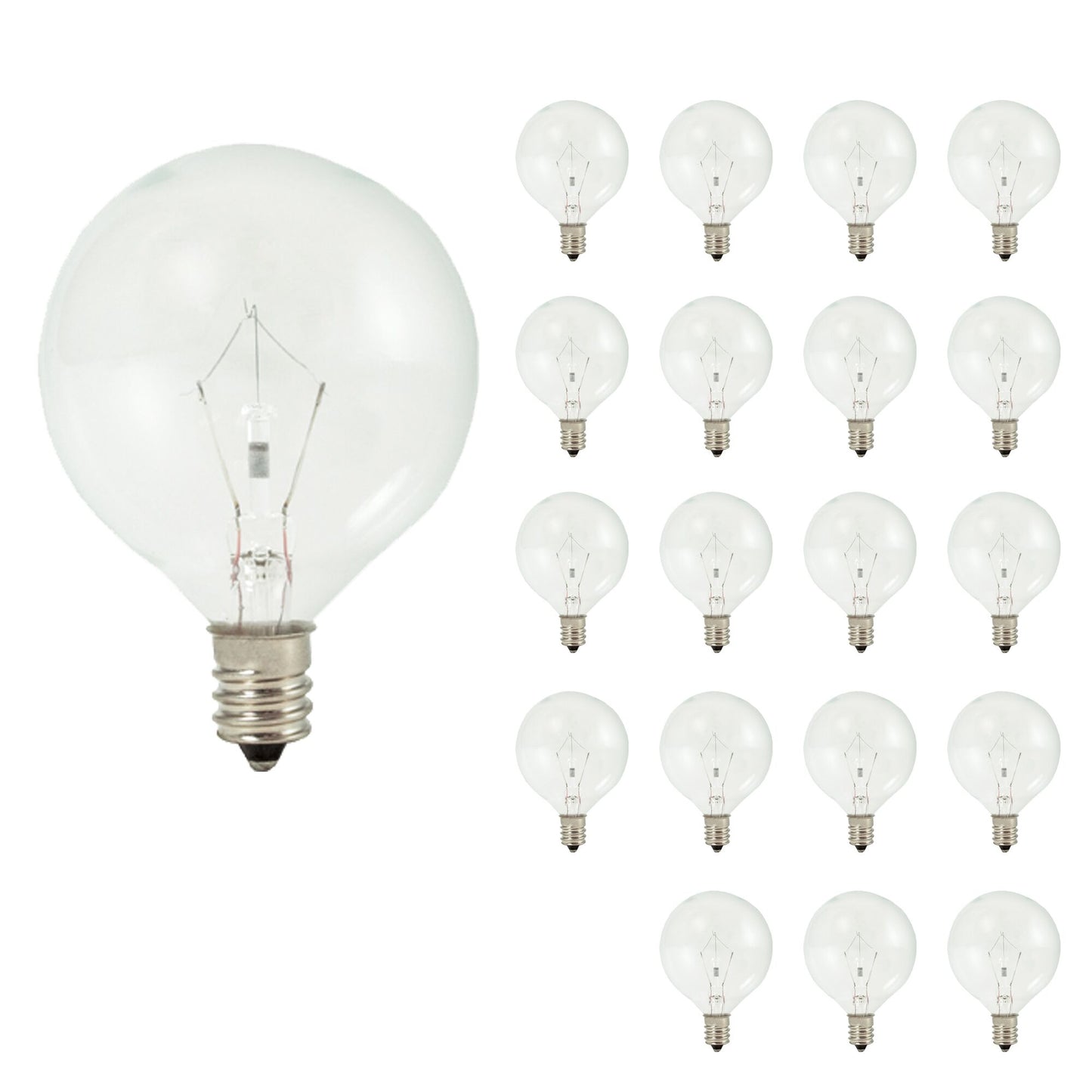 BULBRITE KRYPTON G16.5 CANDELABRA SCREW (E12) 25W DIMMABLE LIGHT BULB 2700K/WARM WHITE 20PK (461225)