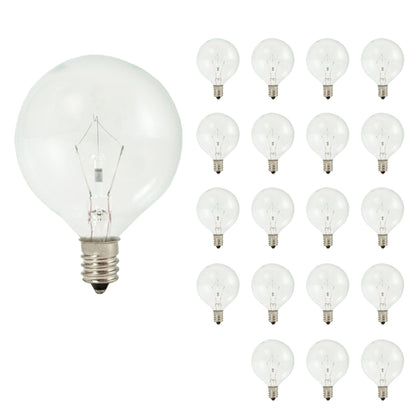 BULBRITE KRYPTON G16.5 CANDELABRA SCREW (E12) 25W DIMMABLE LIGHT BULB 2700K/WARM WHITE 20PK (461225)