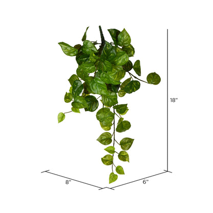 Vickerman 18" Artificial Pothos Hanging Bush Set of 3