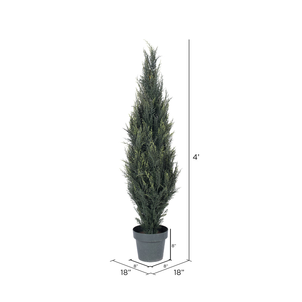 Vickerman 4' Artificial UV Resistant Pond Cypress Tree in Two Tone Green Pot.