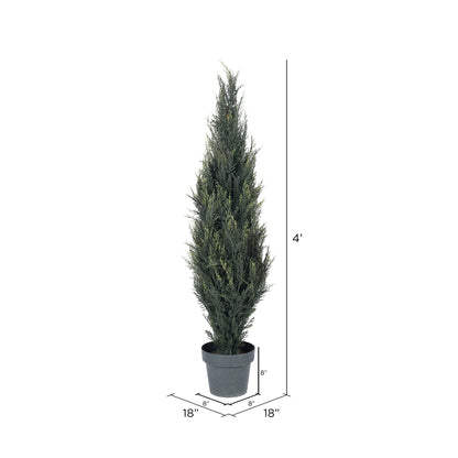 Vickerman 4' Artificial UV Resistant Pond Cypress Tree in Two Tone Green Pot.