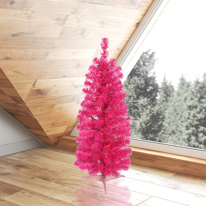 Vickerman 3' Pink Pencil Artificial Christmas Tree Pink Dura-lit LED Lights.