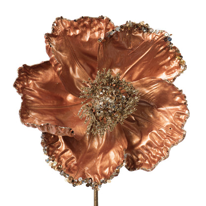 Vickerman 14" Mocha Pearl Glitter Poppy 8" Flower Head 3/Bag. This flower features eye-catching glitter accents that will take your decorating project to the next level. Includes 3 pieces per bag.