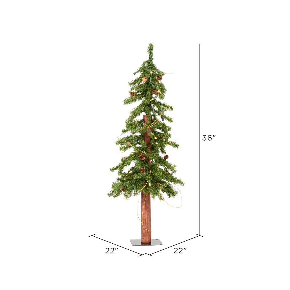 Vickerman 3' Alpine Artificial Christmas Tree Warm White Dura-lit LED Lights