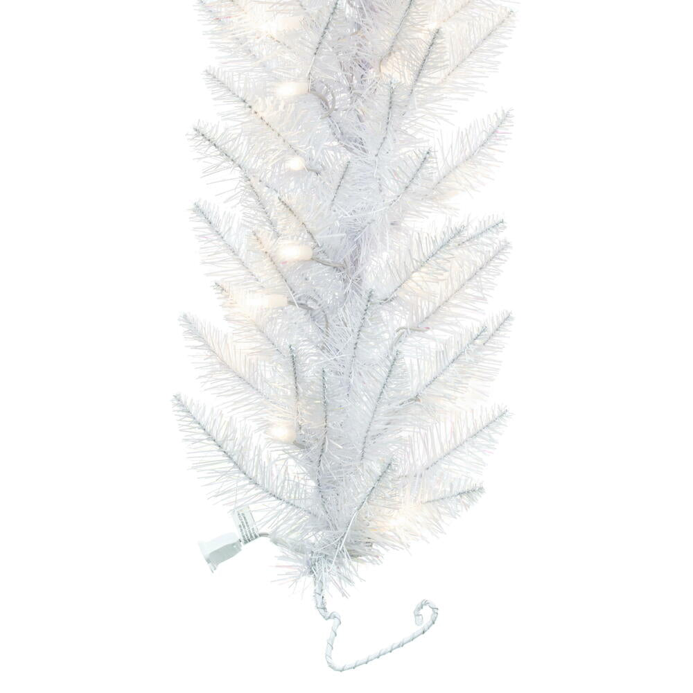 Vickerman 9' Sparkle White Spruce Artificial Christmas Garland Pure White LED Lights