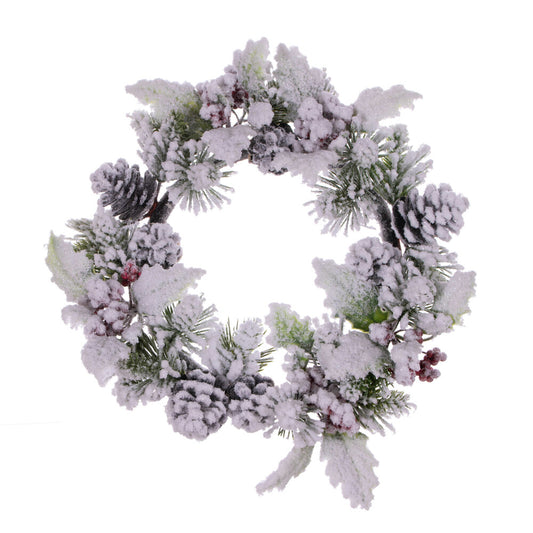 Vickerman 12" Artificial Frosted Berry Pinecone and Pine Wreath