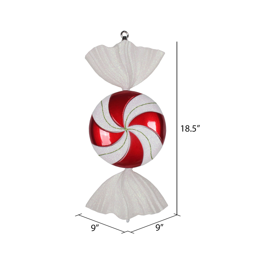 Vickerman 18.5" Red-White Flat Swirl Candy Christmas Ornament