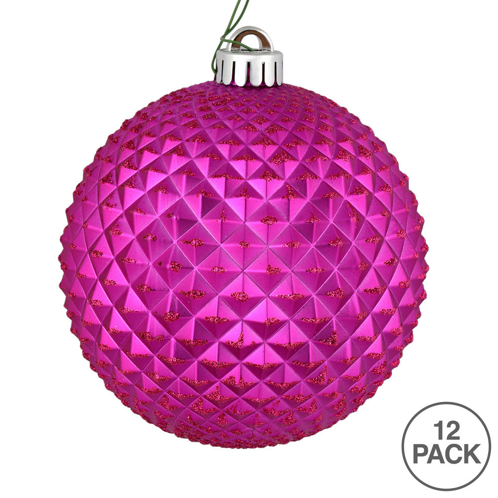 Vickerman 2.75" Fuchsia Durian Glitter Ball Ornament 12 per Bag