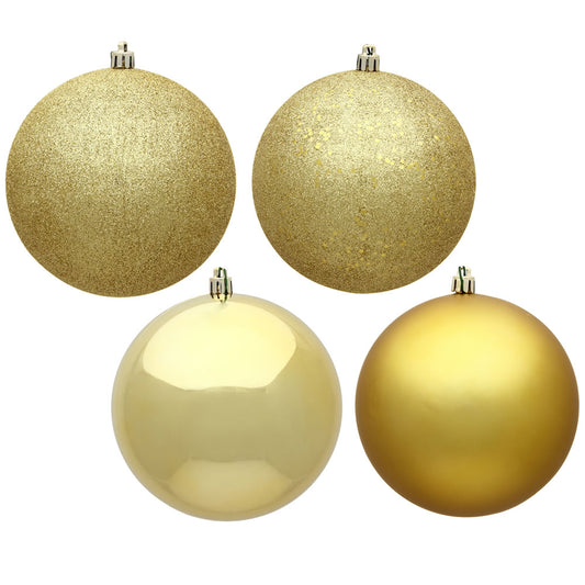 Vickerman 6" Gold 4-Finish Ball Ornament Assortment 4 per Box