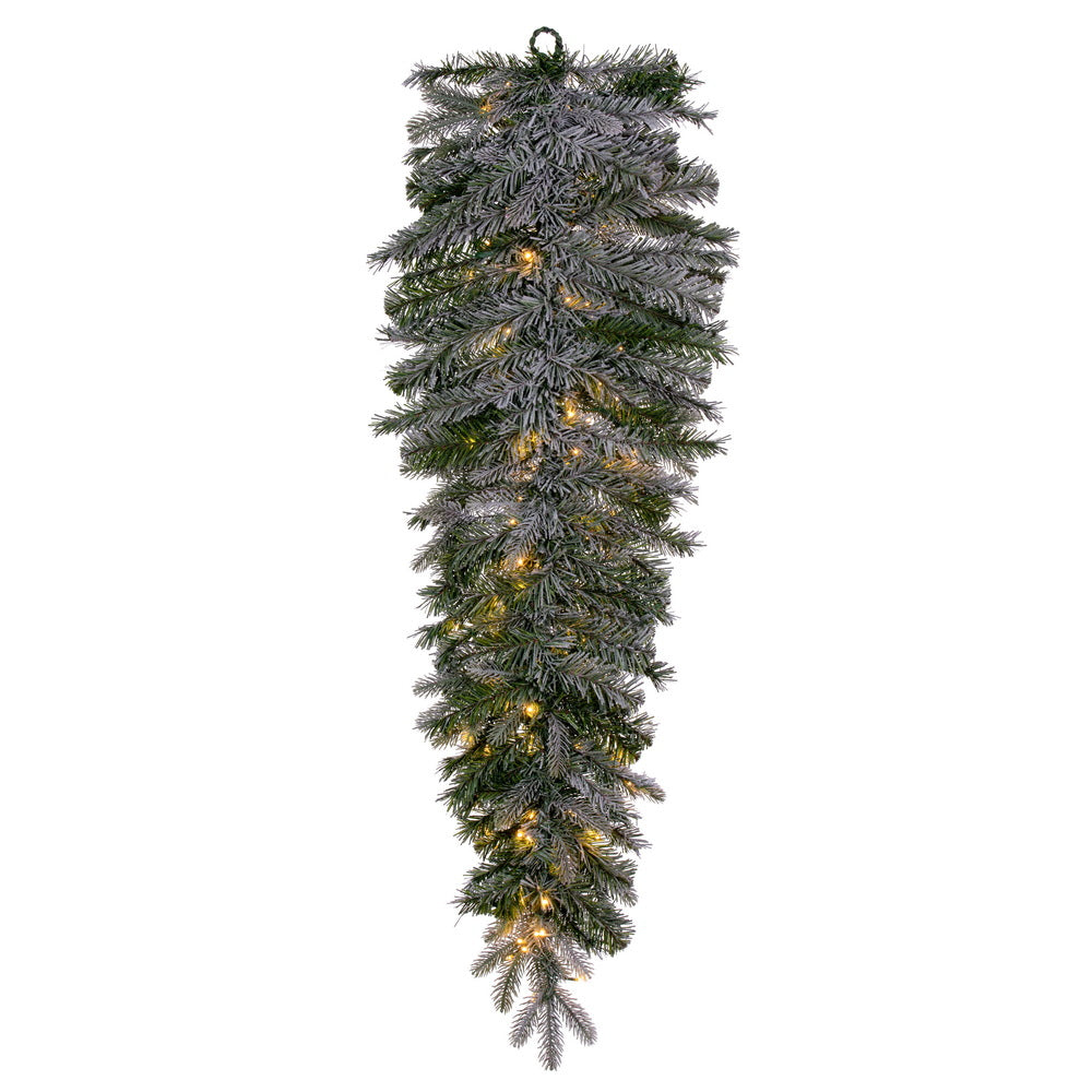 Vickerman 48" Frosted Douglas Fir Artificial Teardrop with Warm White LED Lights.