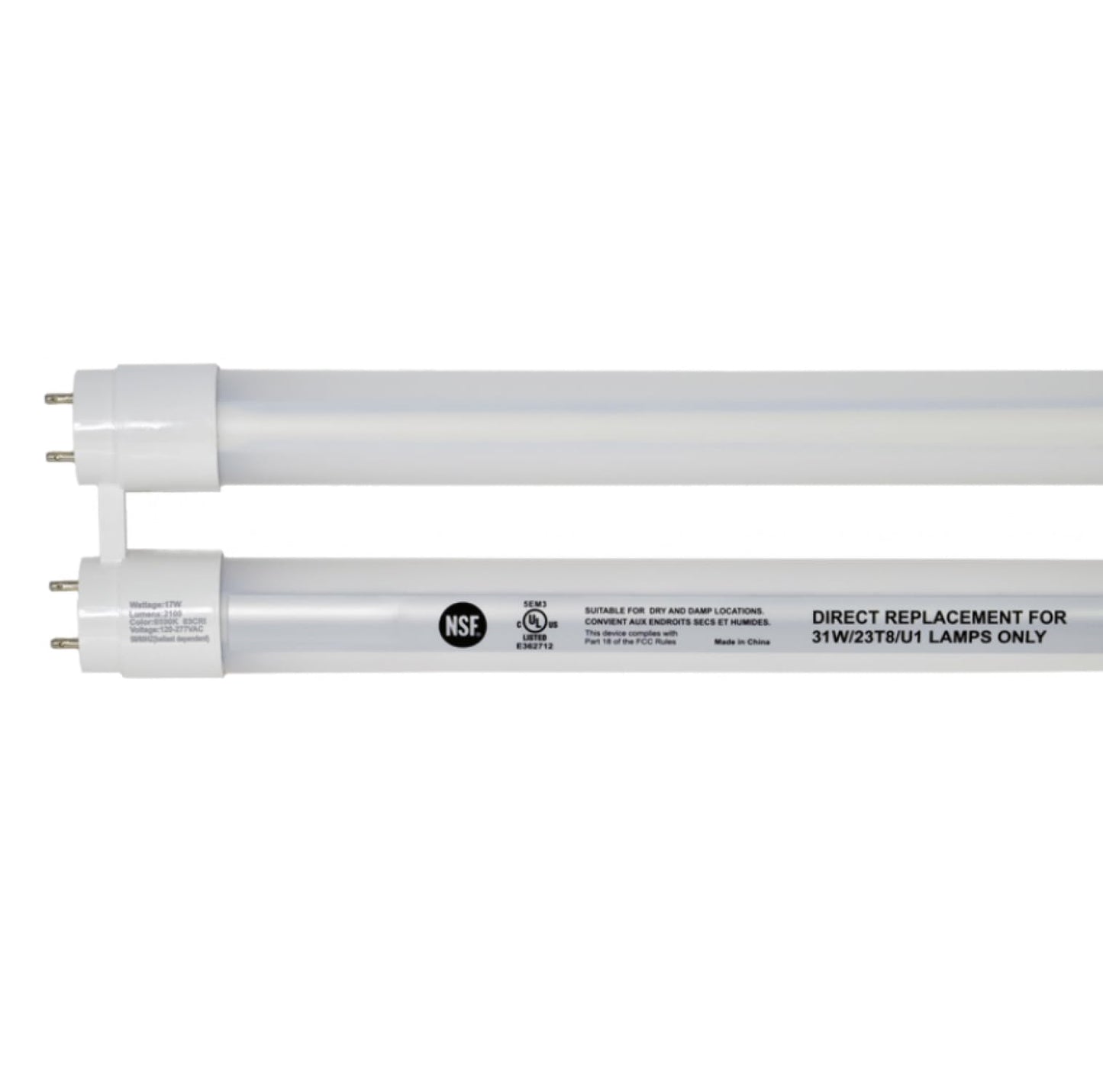 Damar- T8 U Bend LED Tube Light Direct Replacement 17W 2100 Lumen 4100K Cool White G13 Bi-Pin Base 220? Beam Angle 120-277V UL Certified Pack of 6- U Shaped Fluorescent Replacement for School Office