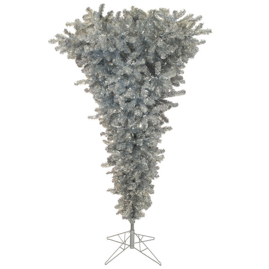 Vickerman 7.5' Silver Upside Down Artificial Christmas Tree Warm White Dura-lit LED Lights