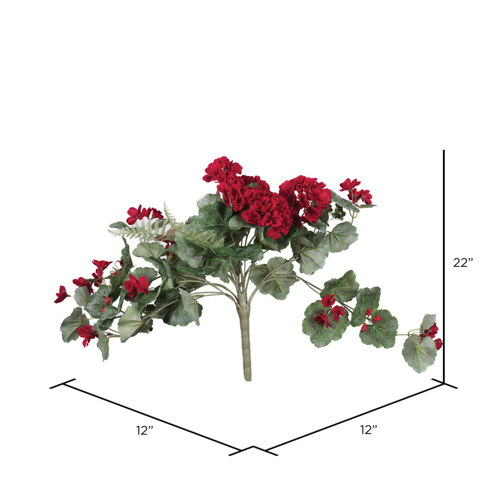 Vickerman 22" Artificial Red Hanging Geranium Bush