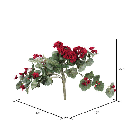 Vickerman 22" Artificial Red Hanging Geranium Bush