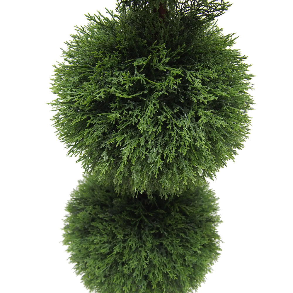 Vickerman 4' Artificial Potted Triple Ball Green Cedar Topiary.
