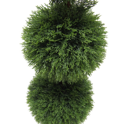 Vickerman 4' Artificial Potted Triple Ball Green Cedar Topiary.