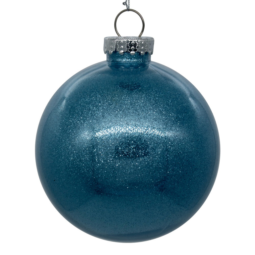 Vickerman 3" Clear Ball Christmas Ornament with Baby Blue Glitter Interior 12 Pieces per bag