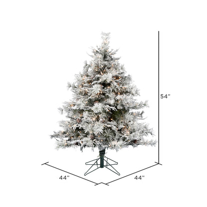Vickerman 4.5' x 44" Flocked Cheshire Instant Connect Artificial Christmas Tree Clear Dura-Lit® Mini Lights