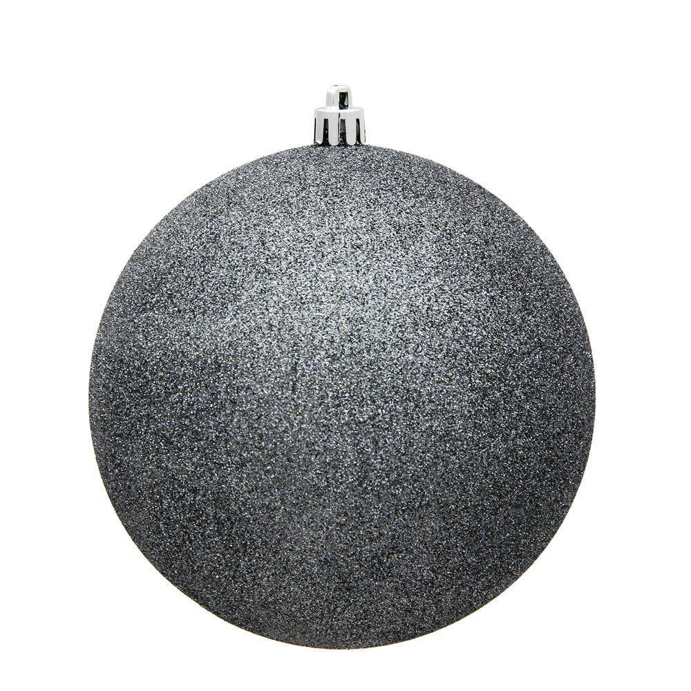 Vickerman 4.75" Pewter Glitter Ball Ornament 4 per Bag
