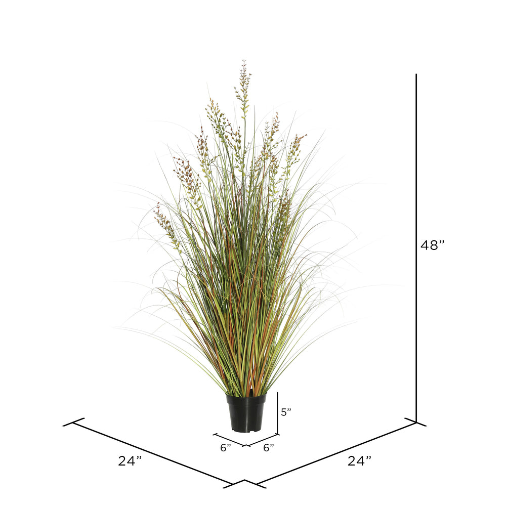 Vickerman 48" PVC Artificial Potted Green and Brown Grass and Plastic Grass.