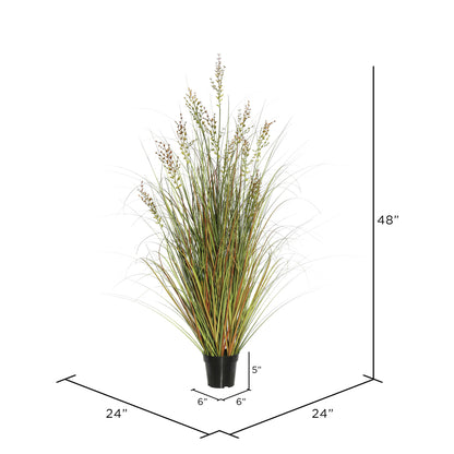 Vickerman 48" PVC Artificial Potted Green and Brown Grass and Plastic Grass.