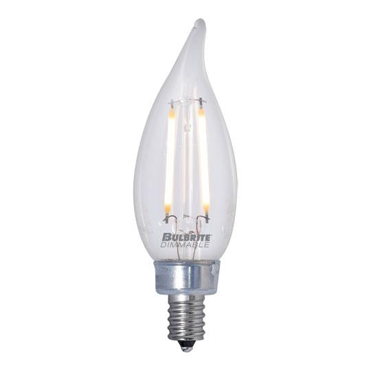 BULBRITE LED CA10 CANDELABRA SCREW (E12) 2.5W DIMMABLE FILAMENT LIGHT BULB 2700K/WARM WHITE 25W INCANDESCENT EQUIVALENT 4PK (776858)