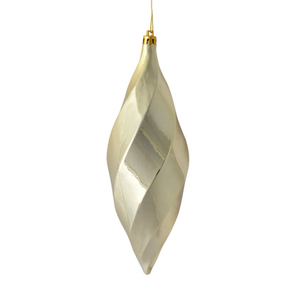 Vickerman 8" Champagne Shiny Swirl Finial Ornament Pack of 6