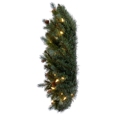Vickerman 24" Blue Spruce Pine Cone Artificial Pre-Lit Wreath Warm White LED Lights.