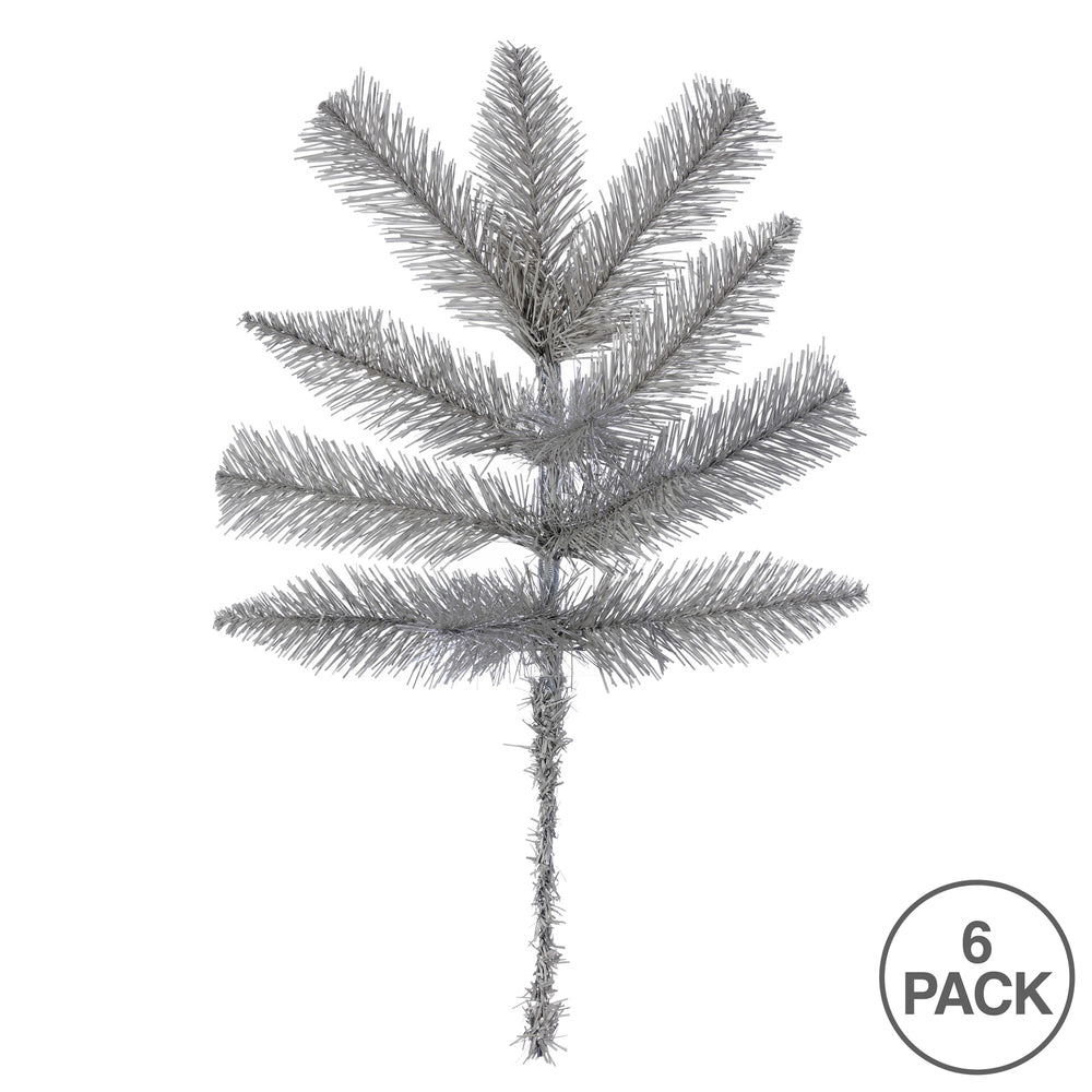 Vickerman 18" Platinum Fir Artificial Christmas Spray. Includes 6 sprays per pack.