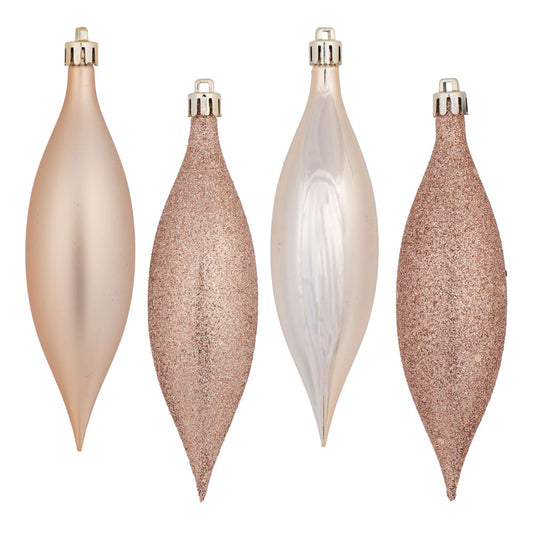 Vickerman 5.5" Café Latte Finial Drop Christmas Ornament Assorted 4 Finish 8 per Pack