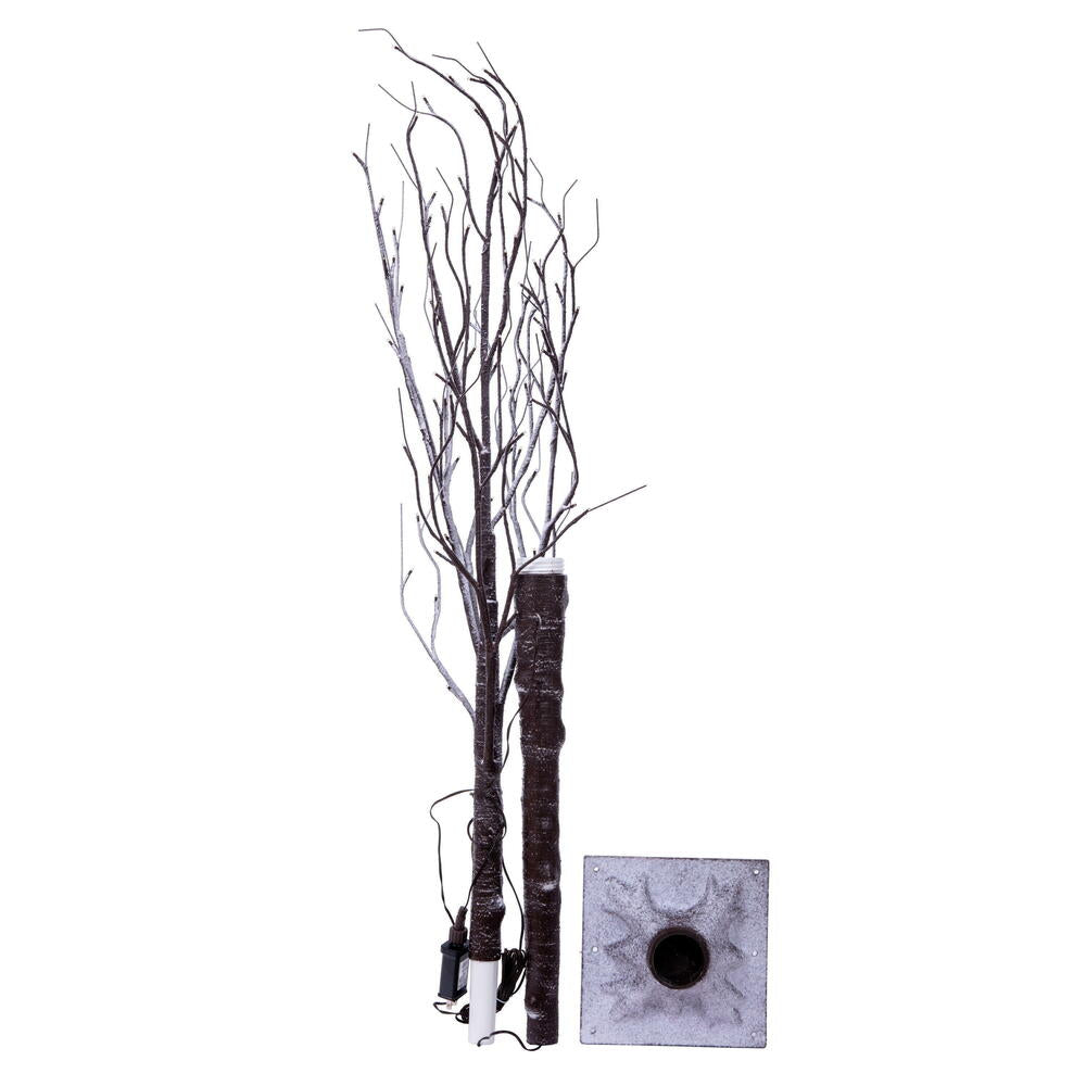 Vickerman 6' Brown Frosted Twig Tree Warm White 3mm Wide Angle LED lights