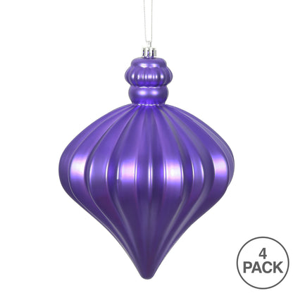 Vickerman 6" Purple Matte Onion Drop Christmas Ornament 4 per pack