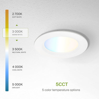ASD Lighting LED Recessed Mini Panel Fire Rated Round 4inch 12W 120-277V 0-10V Dimmable 2700/3000/3500/4000/5000K with Baffle Trim White ETL Energy Star