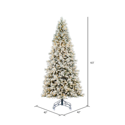 Vickerman 6.5' x 42" Flocked Jackson Pine Artificial Pre-Lit Christmas Tree Warm White Lights.