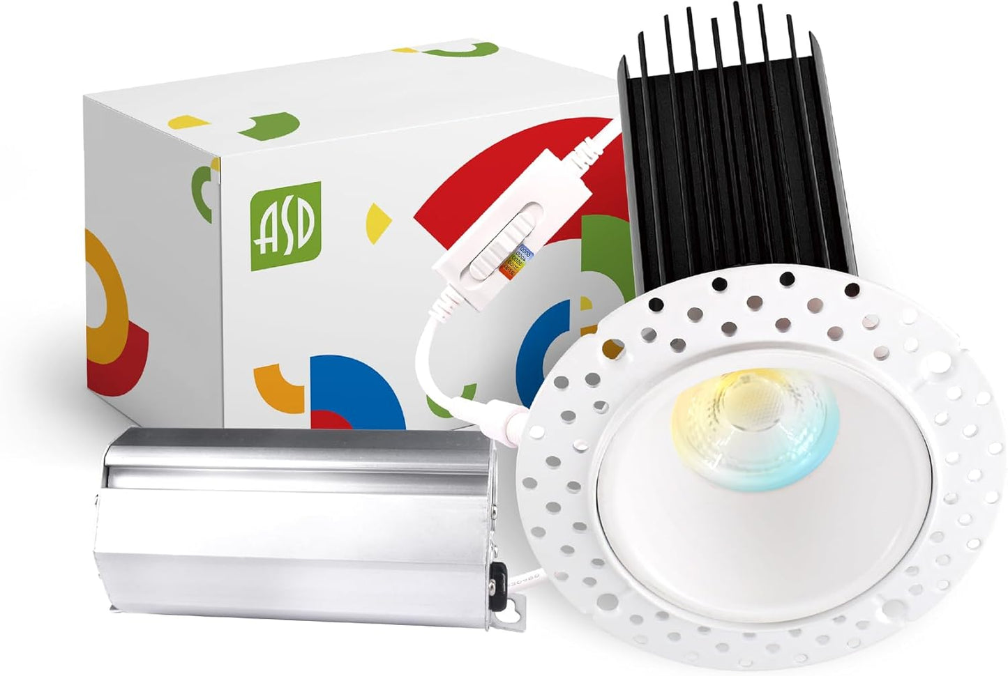 ASD Lighting LED Trimless Downlight Round 2inch 15W 120V Triac 2700/3000/3500/4000/5000K White ETL Energy Star
