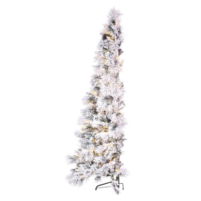 Vickerman 7.5' x 48" Flocked Atka Slim Half Christmas Tree Dura-Lit® LED Warm White Mini Lights.