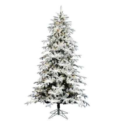 Vickerman 4.5' x 38" Flocked York Spruce Artificial Christmas Tree EZ Dura-lit Color Changing LED Lights.