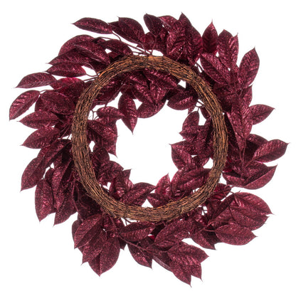 Vickerman 24" Burgundy Artificial Gardenia Glitter Wreath.