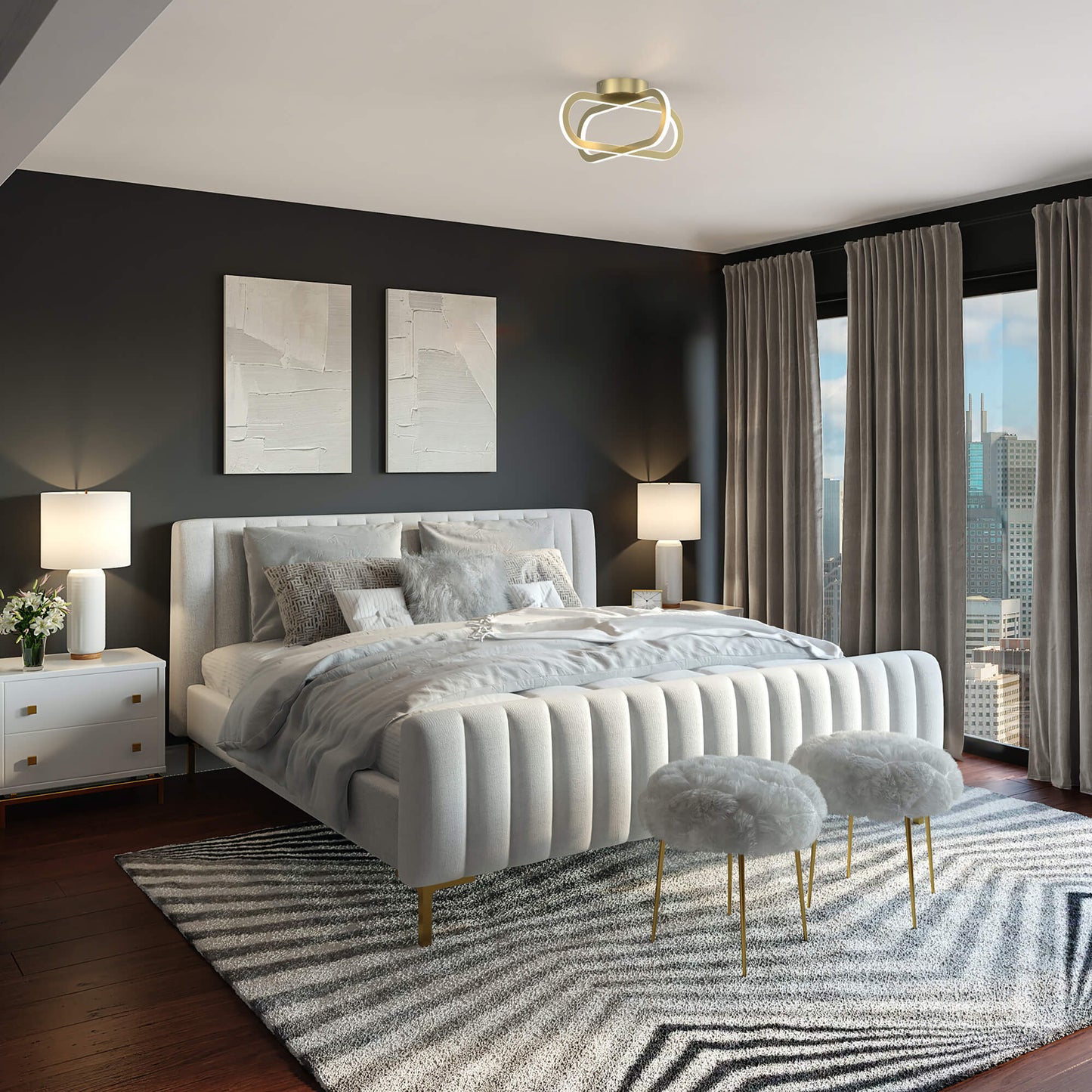 Dals Lighting Arlo 16 inch Flushmount Double Vertical Ring