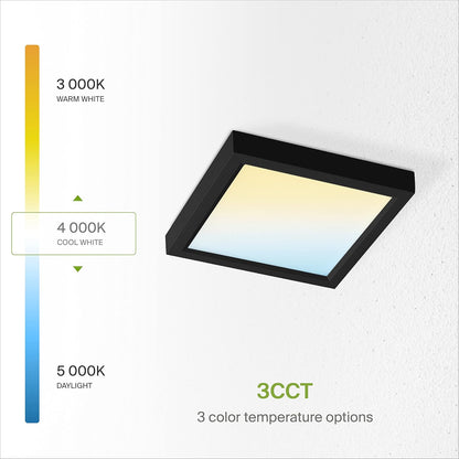 ASD Lighting LED Surface Mini Panel Square 5inch 10W 120V Triac 3000/4000/5000K Black ETL 6 pack