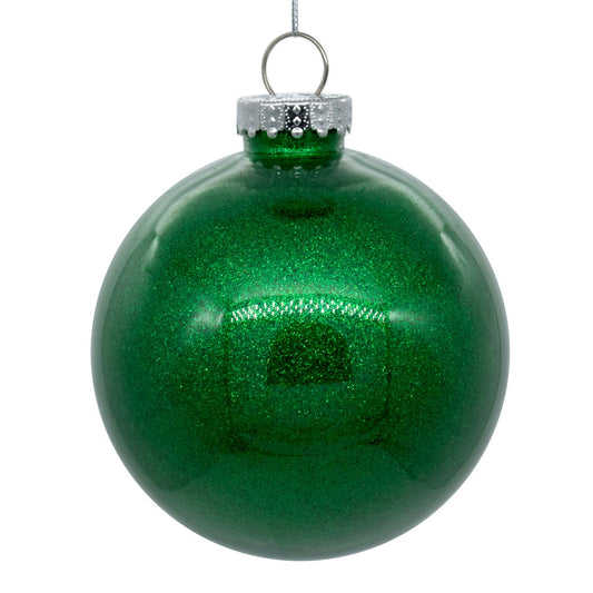 Vickerman 3" Clear Ball Christmas Ornament with Green Glitter Interior 12 Pieces per bag