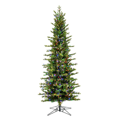 Vickerman 7.5' x 38" Moutauk Pine Artificial Christmas Pencil Tree Multi-colored LED lights