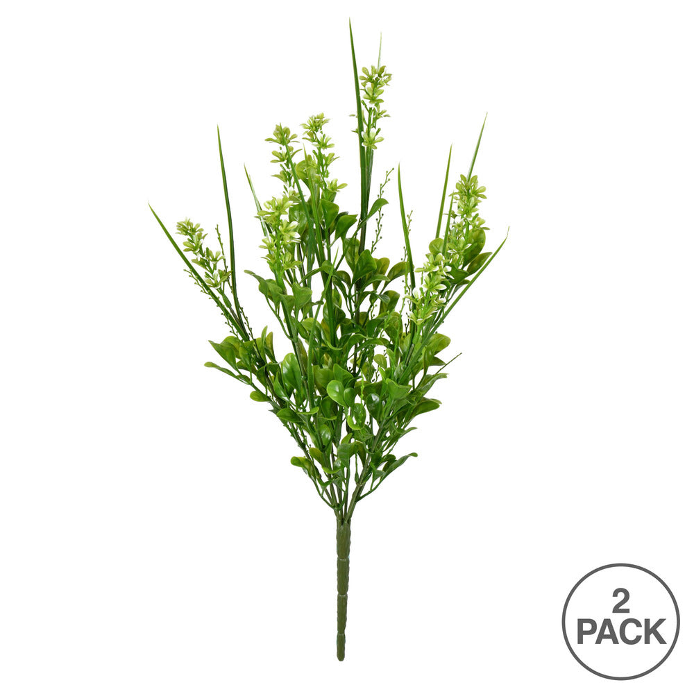 Vickerman 16" Artificial UV Coated Green Butterfly Bush 2/pk