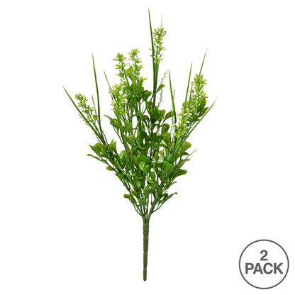 Vickerman 16" Artificial UV Coated Green Butterfly Bush 2/pk