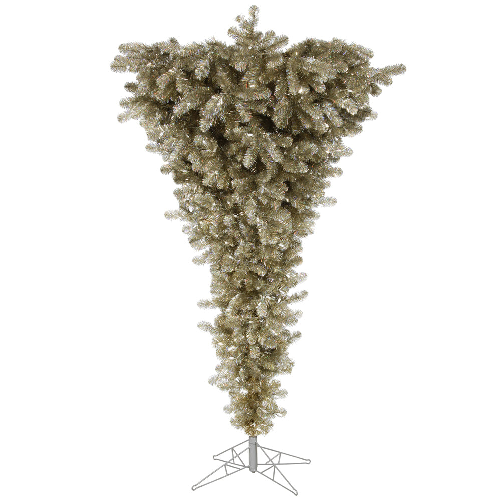 Vickerman 7.5' Champagne Upside Down Artificial Christmas Tree Unlit